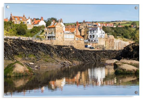 Reflections of Robin Hoods Bay in the rock pools Acrylic by Jason Wells