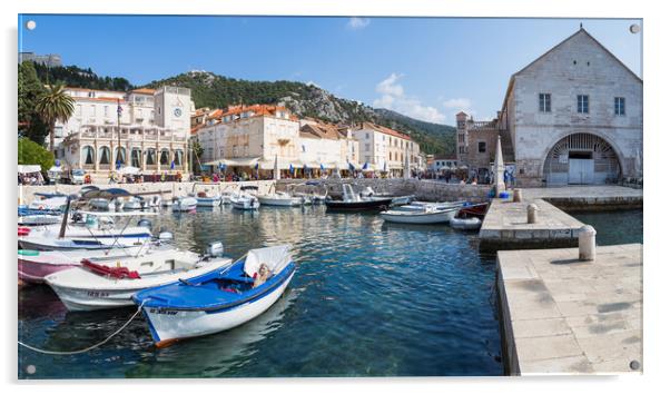 Boats in Hvar Town harbour Acrylic by Jason Wells