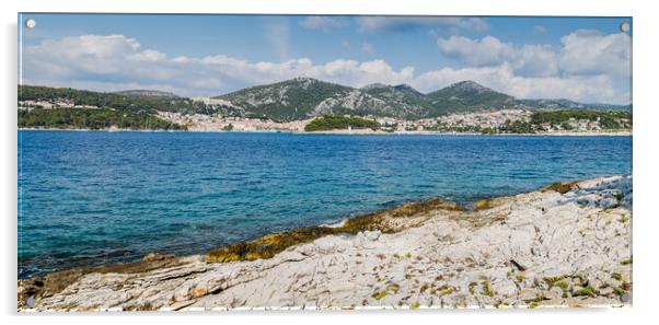 Panorama of Hvar Town from one of the Pakleni Islands Acrylic by Jason Wells