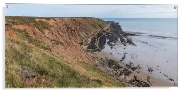 Filey Brigg cliffs and rock pools Acrylic by Jason Wells