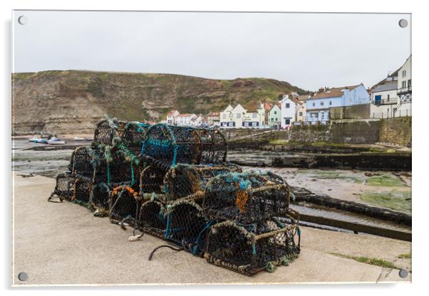 Crab and lobster pots in Staithes Acrylic by Jason Wells