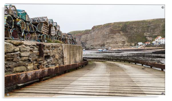 Slipway down to the shoreline at Staithes Acrylic by Jason Wells