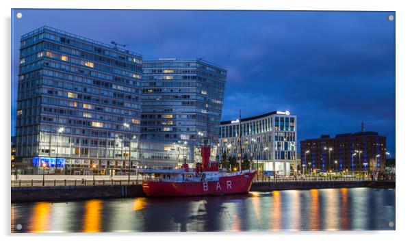 Red Boat Bar moored in front of One Park West Acrylic by Jason Wells