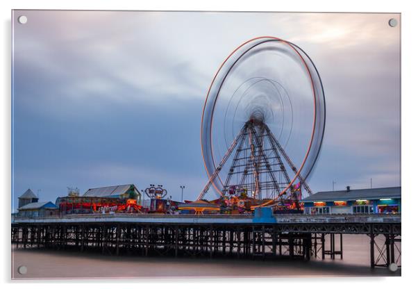 Ferris wheel spinning on Blackpool's Central Pier Acrylic by Jason Wells