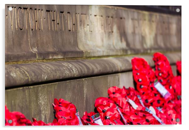 Poppy wreathes at Liverpool cenotaph Acrylic by Jason Wells