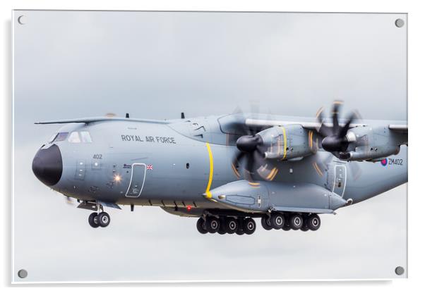 A400M Atlas fills the frame as it comes into land Acrylic by Jason Wells