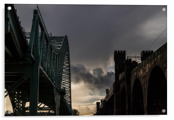 Looking up at the Runcorn Bridges Acrylic by Jason Wells