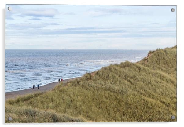 Overlooking the sand dunes at Formby towards Blackpool Acrylic by Jason Wells