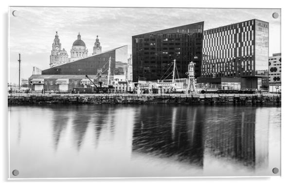 Reflections of the Liverpool skyline in Canning Dock Acrylic by Jason Wells