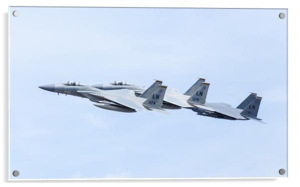Two F-15C Eagles with an F-15E Strike Eagle Acrylic by Jason Wells