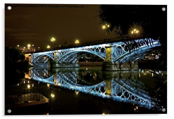 Sevilla - Spain - Triana Bridge by Night Acrylic by Carlos Alkmin