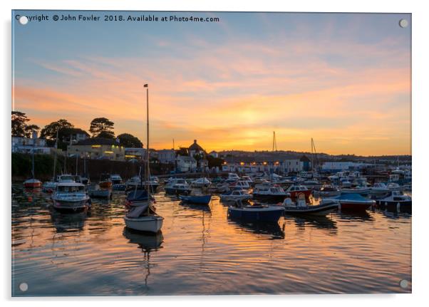  Paignton Harbour Sunset Acrylic by John Fowler