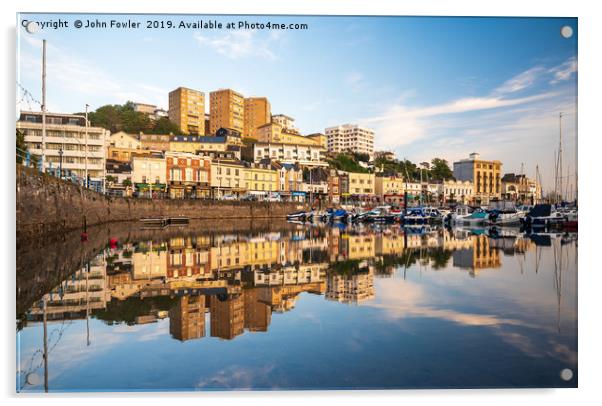  Torquay Harbour Reflections Acrylic by John Fowler