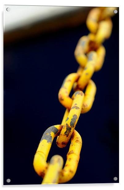 Yellow Chain on black boat Acrylic by Ivan Kovacs