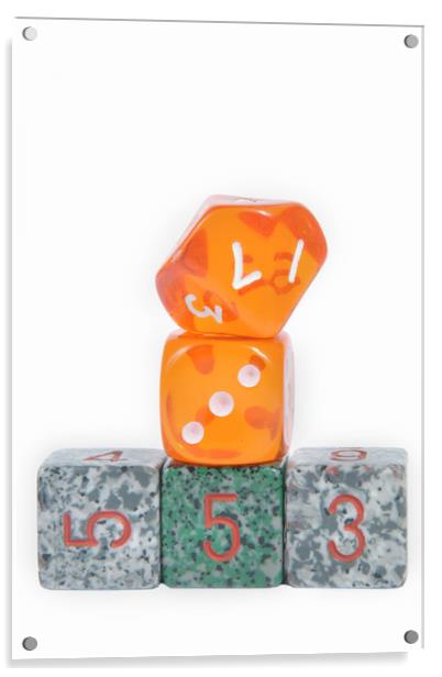 Dice stack on white Acrylic by Ivan Kovacs