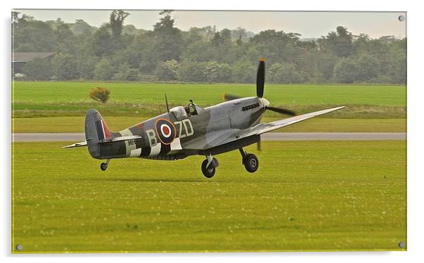 Spitfire touchdown at Duxford Acrylic by Alex Haines