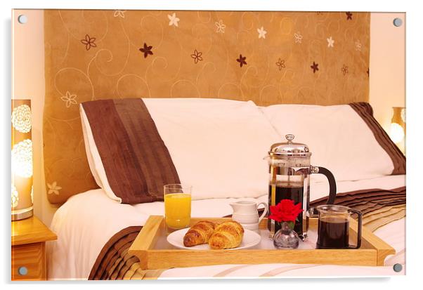 Romantic Continental  Breakfast in Bedroom Acrylic by Richard Pinder