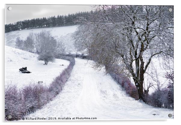 Yorkshire Wolds Road in Winter. Acrylic by Richard Pinder