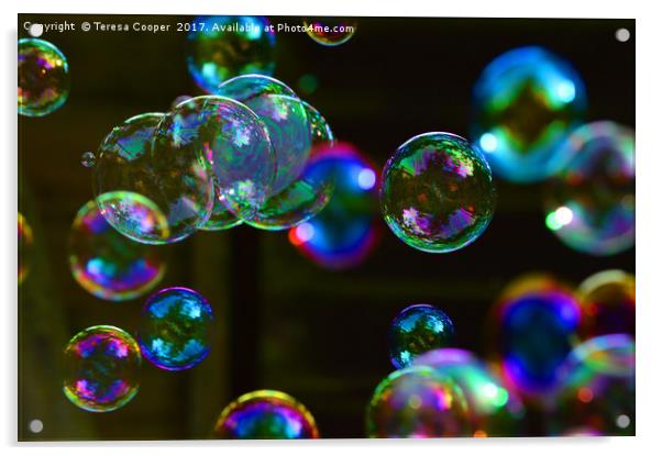 Blowing Bubbles Floating in the Air Acrylic by Teresa Cooper