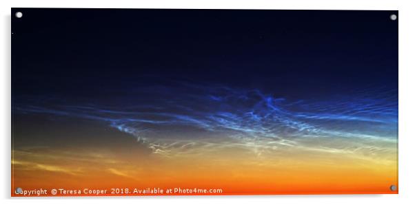 Rare Noctilucent Clouds  Acrylic by Teresa Cooper