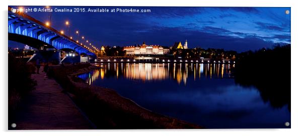 Warsaw Old Town Vistula panorama Acrylic by Arletta Cwalina