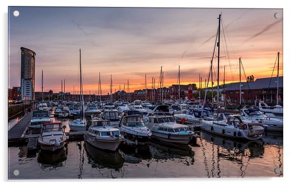 Sunset at Swansea Marina Acrylic by Dean Merry