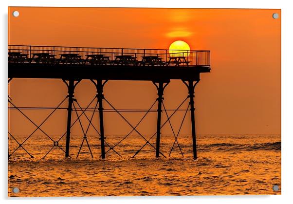  Sunset rest, Aberystwyth Pier  Acrylic by Dean Merry