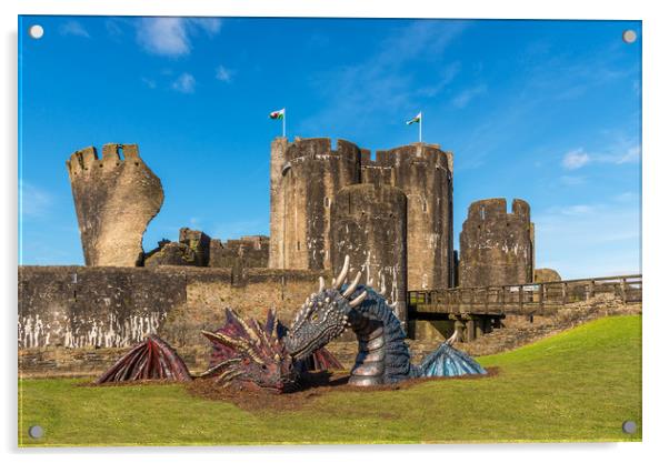 Romantic reptiles reunited at Caerphilly Castle  Acrylic by Dean Merry
