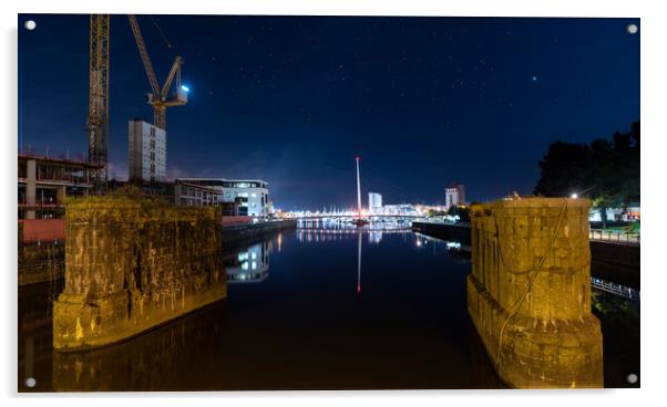 Swansea river Tawe foot bridge Acrylic by Dean Merry