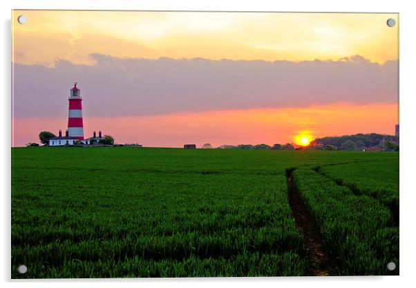 Happisburgh Lighthouse at Sunset Acrylic by Christopher Hill