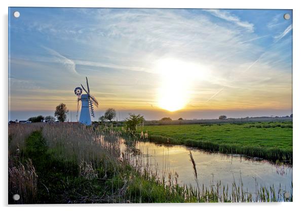 Sunset at Thurne Acrylic by Christopher Hill