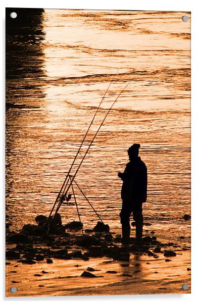 Fishing at Sunset Acrylic by Michael Hopes