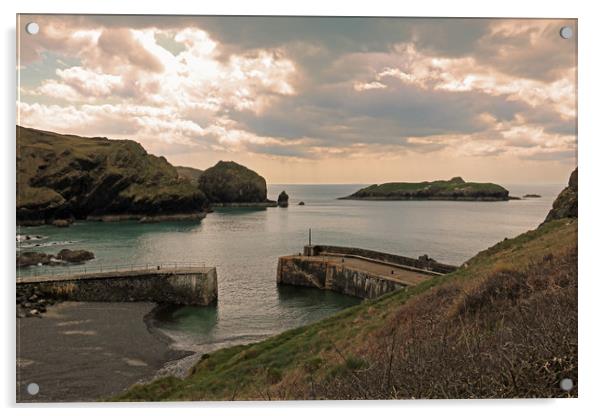 Mullion Cove & Island Acrylic by Michael Hopes