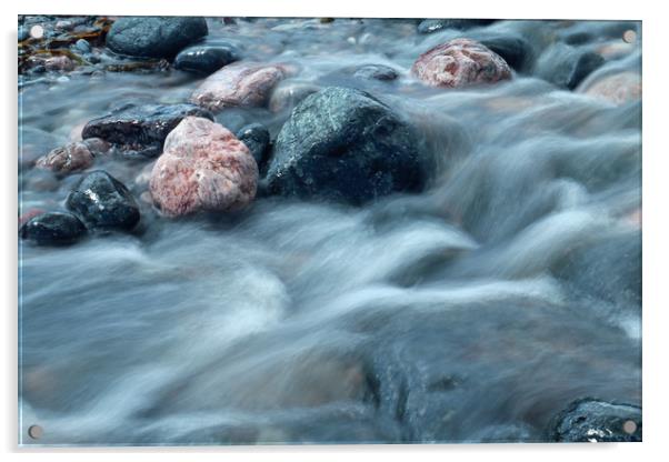 water over pebbles Acrylic by Michael Hopes