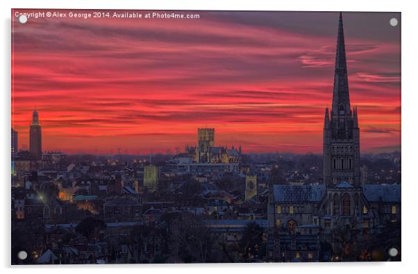 Norwich Sunset Acrylic by Alex George