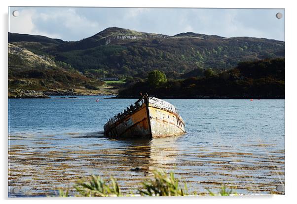  The Wreck in Loch Craignish Acrylic by Angela Rowlands