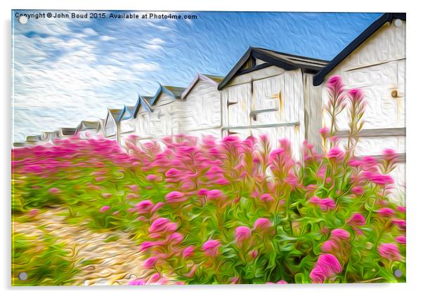  Beach huts and valerian Acrylic by John Boud