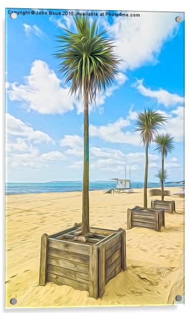  Palm trees on the beach at Bournemouth Acrylic by John Boud