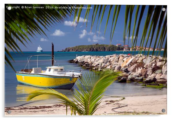St Maarten Boat Acrylic by Brian Jannsen