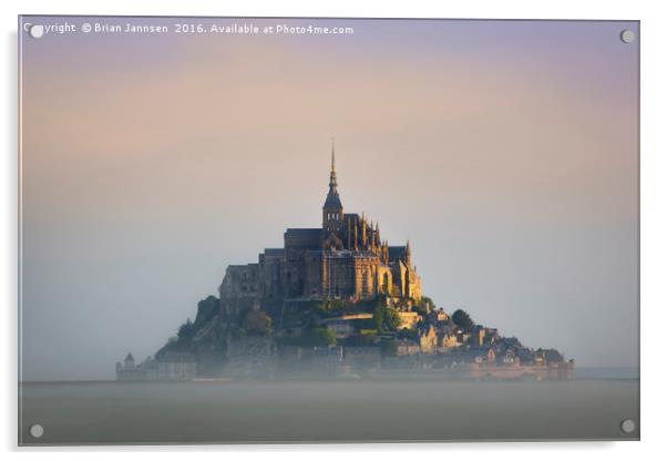 Misty dawn at Mont Saint Michel Acrylic by Brian Jannsen
