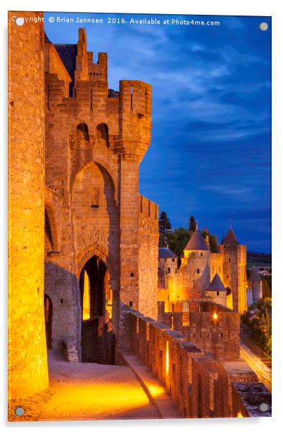 Medieval town of Carcassonne Acrylic by Brian Jannsen