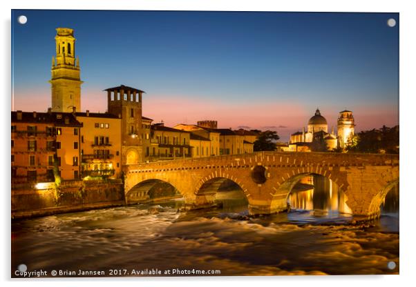 Ponte Pietra - Verona Italy Acrylic by Brian Jannsen