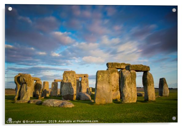 Evening Over Stonehenge Acrylic by Brian Jannsen
