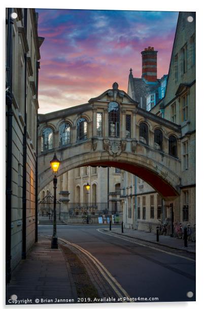 Oxford's 'Bridge of Sighs' England Acrylic by Brian Jannsen
