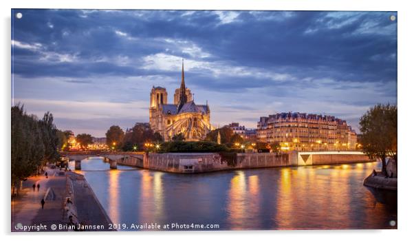 River Seine and Cathedral Notre Dame Acrylic by Brian Jannsen