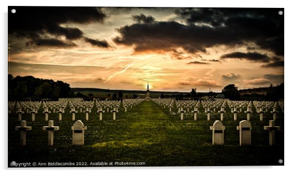 French military cemetery of the First World War in Sillery France Acrylic by Ann Biddlecombe