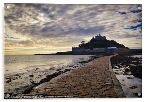 St Michaels Mount in Cornwall just as the tide had Acrylic by Ann Biddlecombe