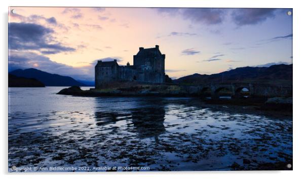 Eilean Donan Castle at sunset Acrylic by Ann Biddlecombe