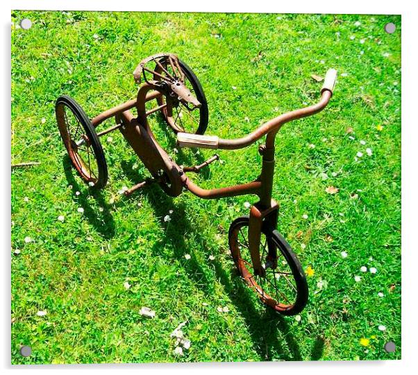 An old Trike Acrylic by Ann Biddlecombe