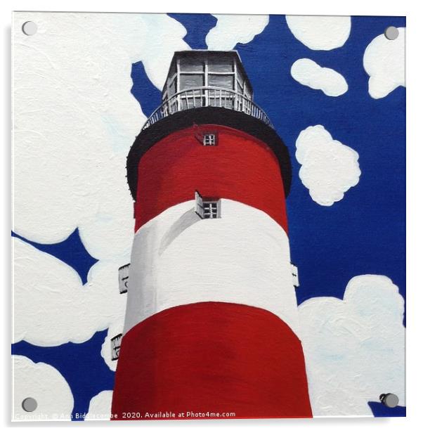 Plymouth Lighthouse Acrylic by Ann Biddlecombe